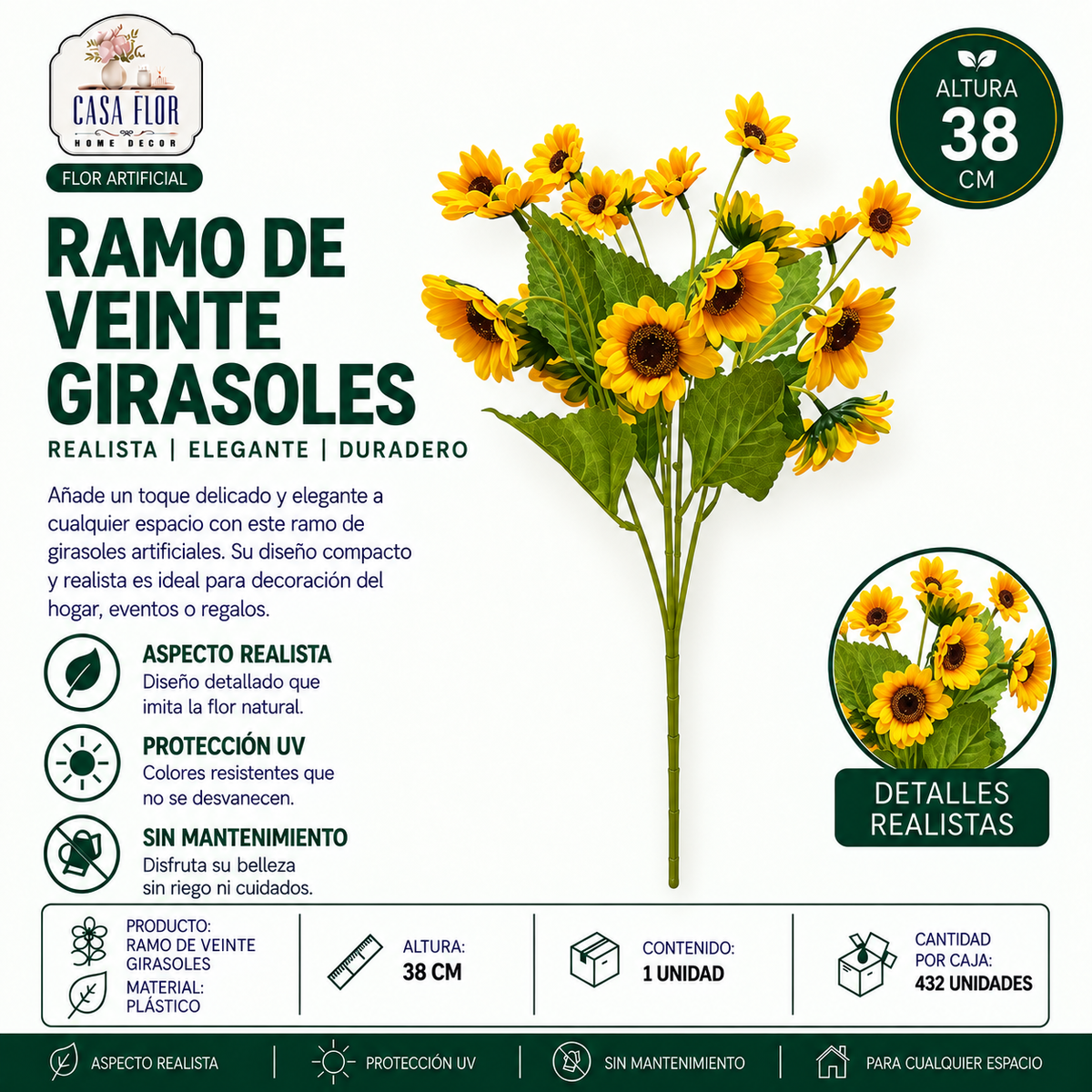 Flor artificial maravilla PM-37849