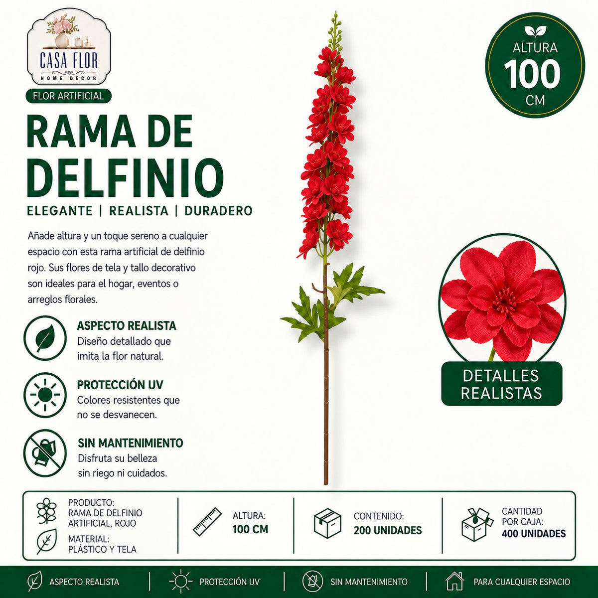 Flor artificial delfinio NT-38616 - NT38622