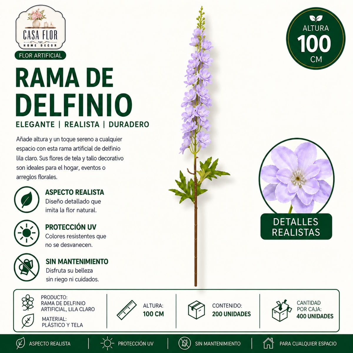 Flor artificial delfinio NT-38616 - NT38622