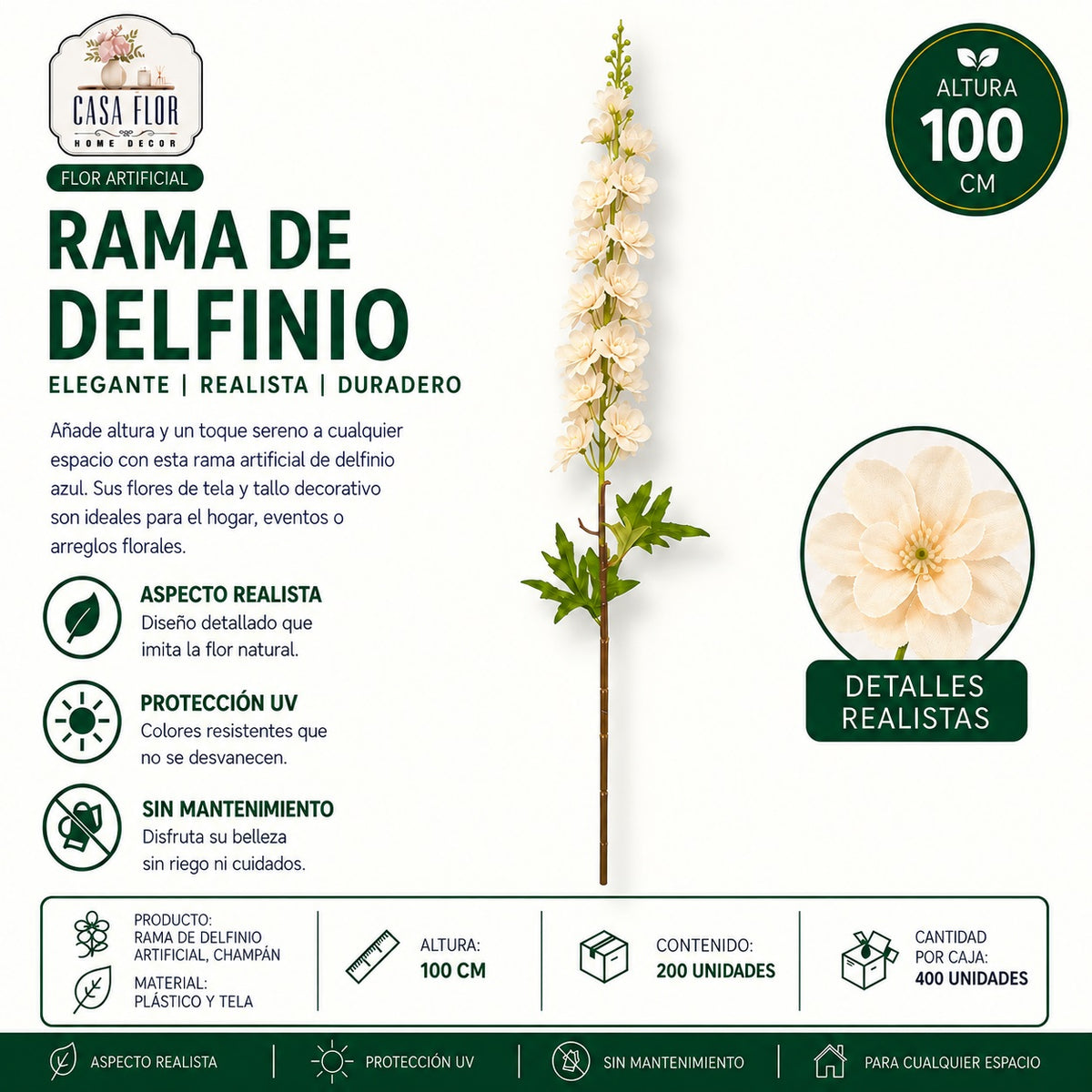 Flor artificial delfinio NT-38616 - NT38622