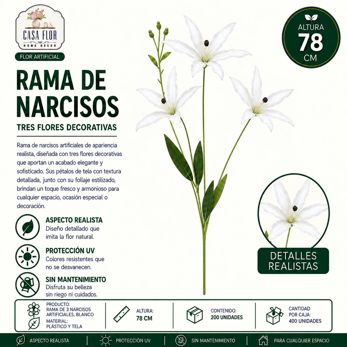 Flor artificial narcisos NT-38623 - NT-38628